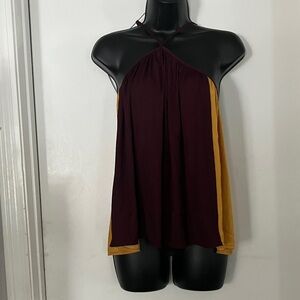 NWT Banana Republic Burgundy and Mustard Halter Top size Medium